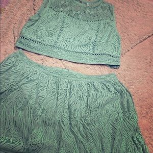 Two piece crop top and skirt set